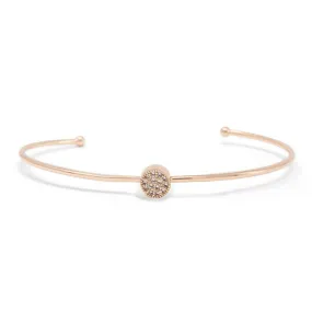 Cubic Zirconia Pave Station Bangle Rose Gold Plated