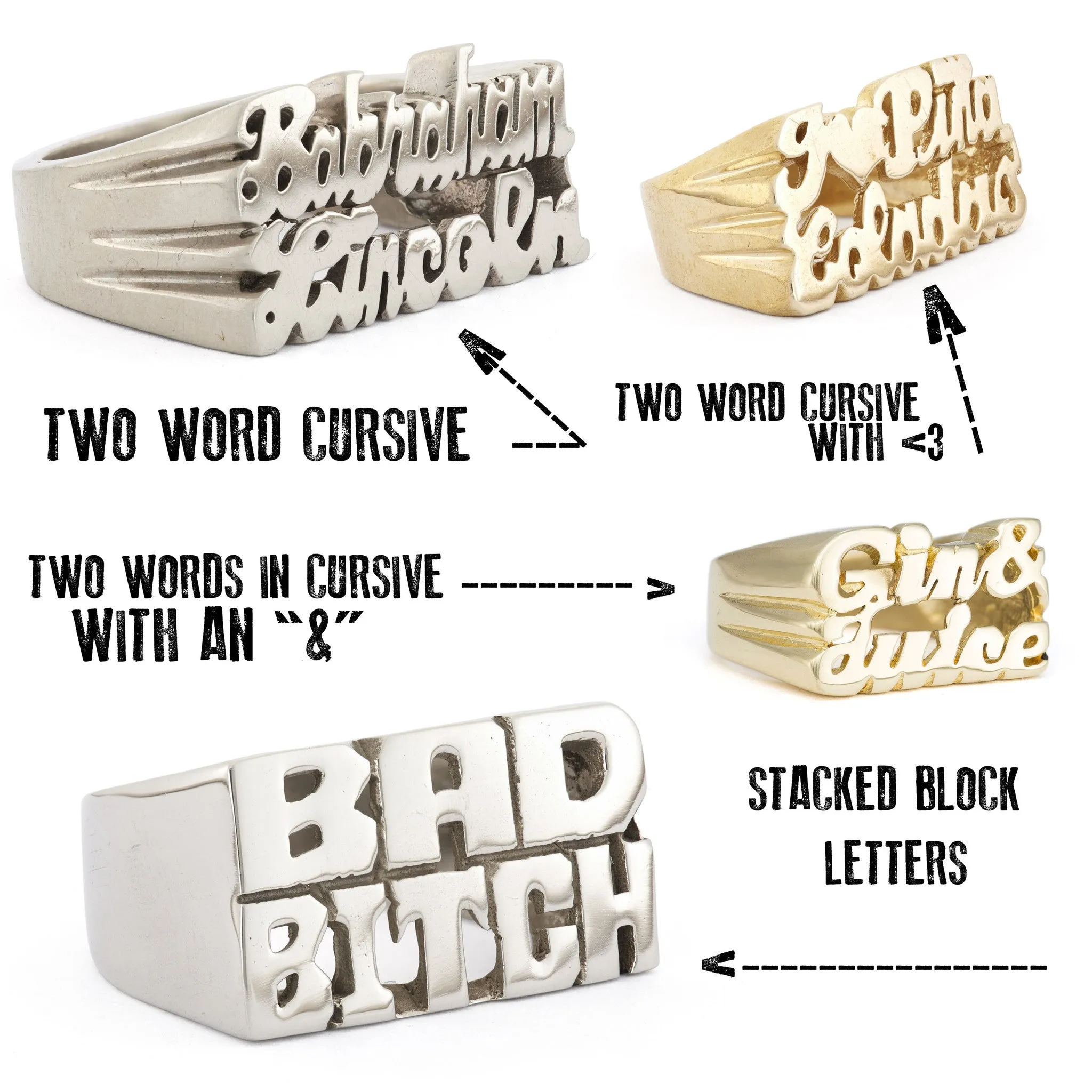 Custom Two-Line Nameplate Rings