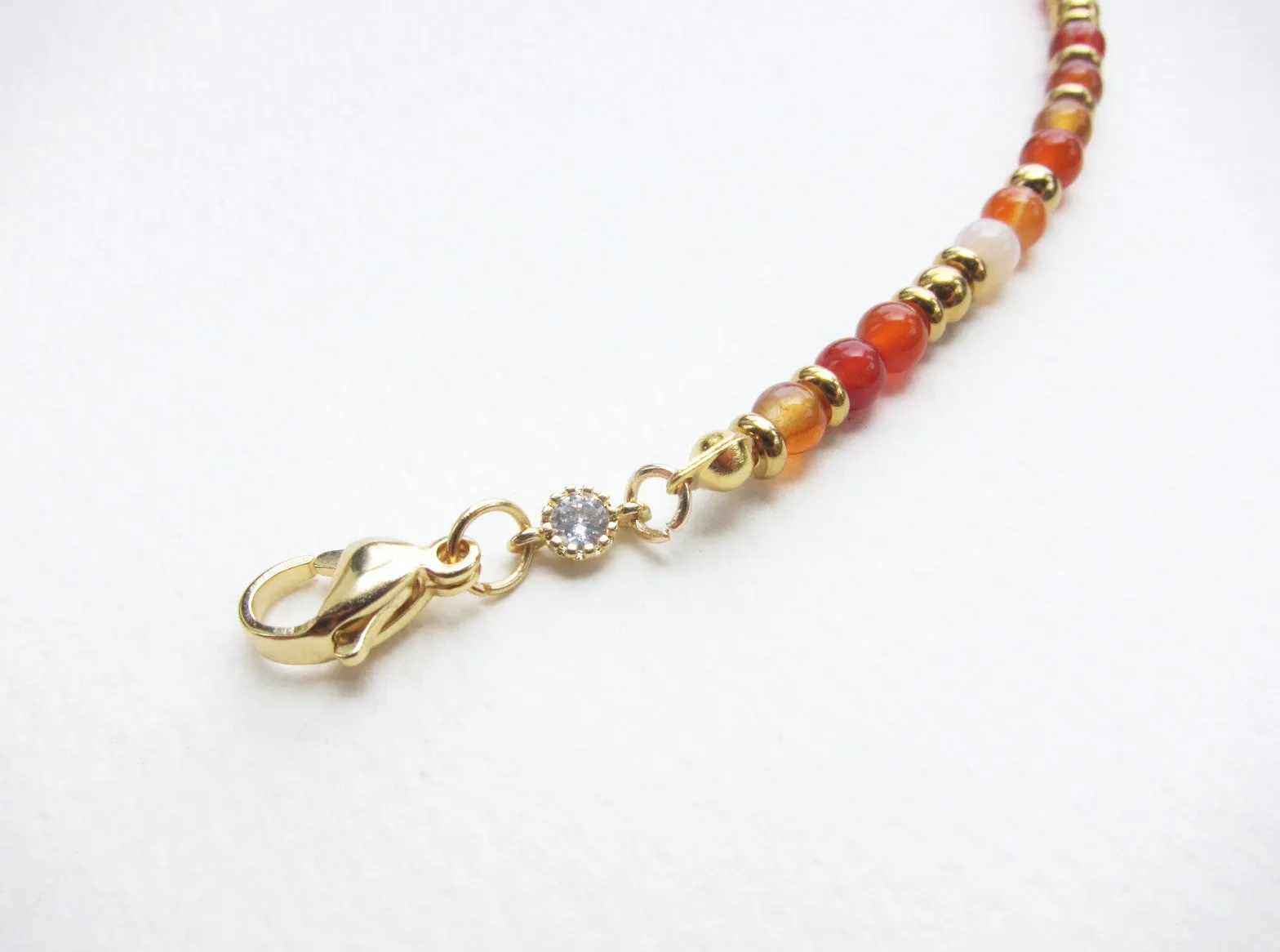 Dainty Carnelian Gemstone Bracelet in Stainless Gold Finish - Sacral Chakra