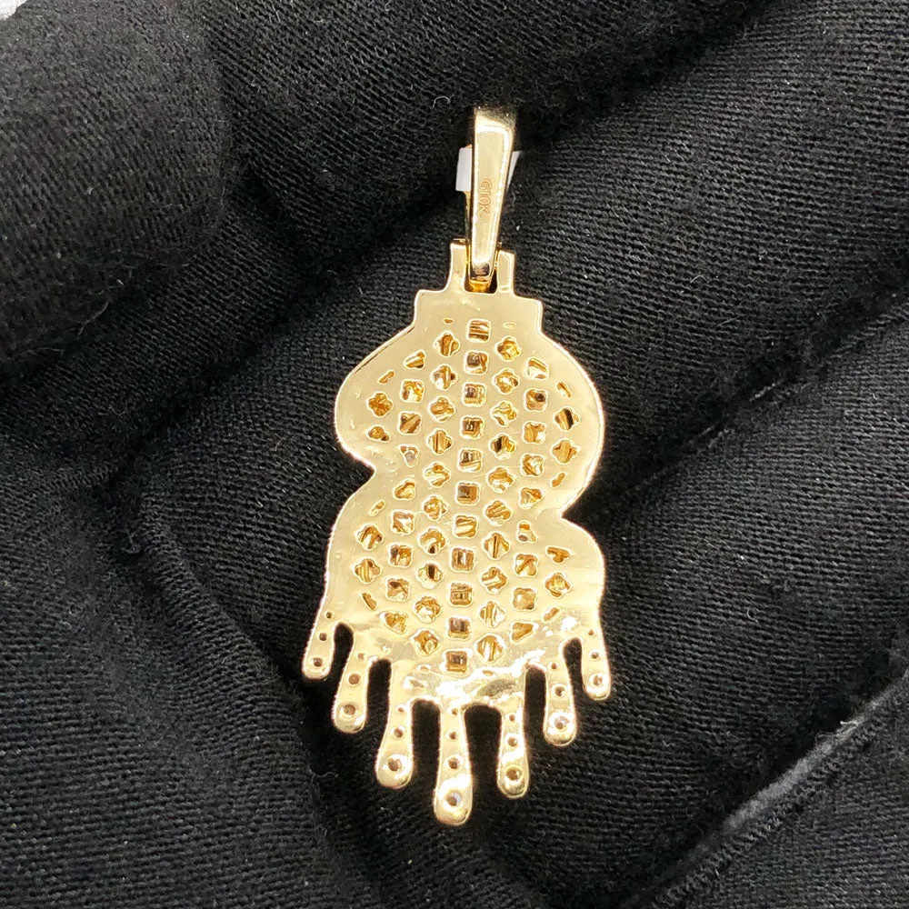 Drip Dollar Sign 1.86cttw Diamond Pendant 10K Yellow Gold