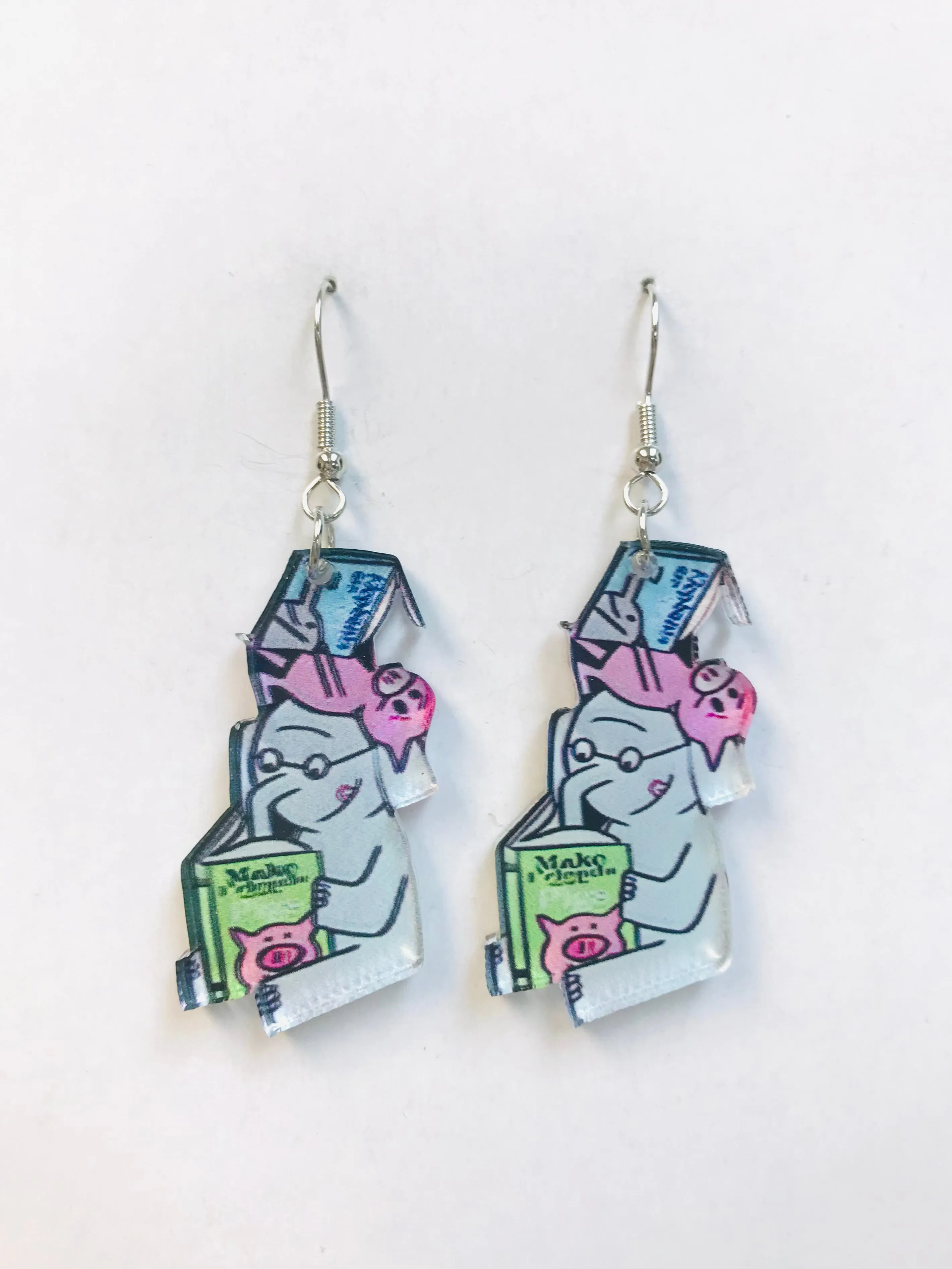 Elephant Piggie Book Earrings, Kids Story Book Earring