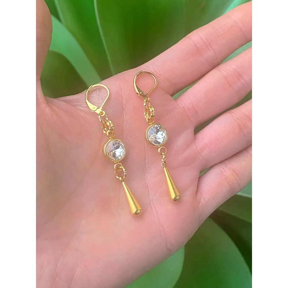 GOLD CRYSTAL EARRINGS