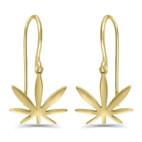 Gold Modern 7 Leaf Hook Earrings