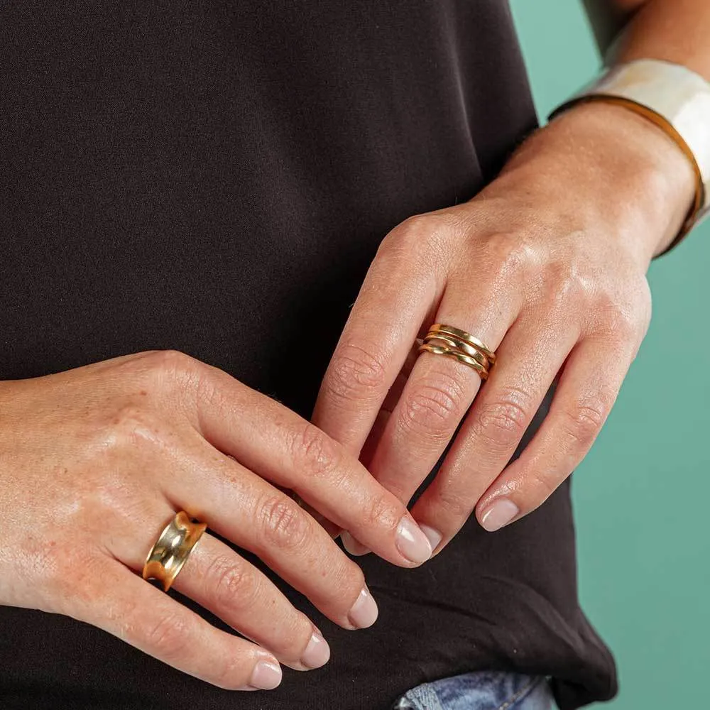 Gold Moto Stacking Rings