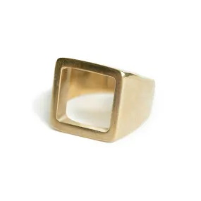 Gold Open Square Statement Ring