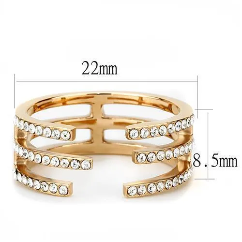 Gold Spaced Stainless Steel Synthetic Crystal Ring