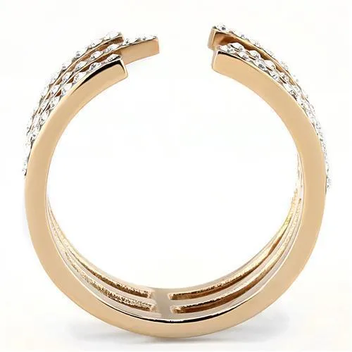 Gold Spaced Stainless Steel Synthetic Crystal Ring