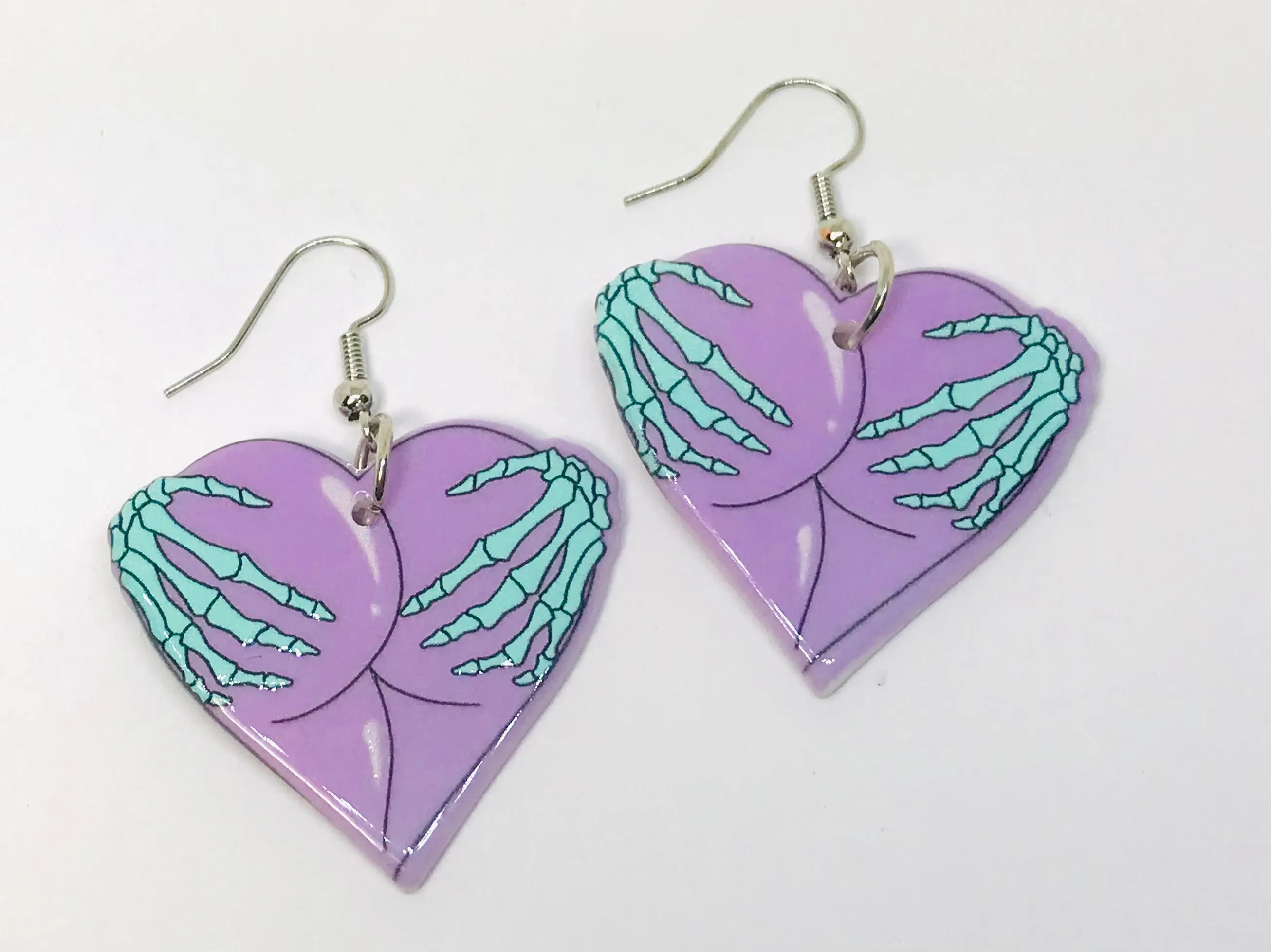 Grab Butts Heart Acrylic Earrings