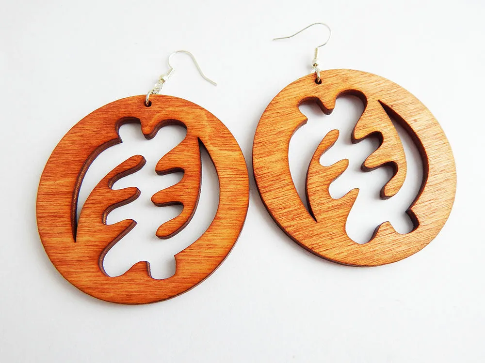 Gye Nyame Earrings African Adinkra Wooden Jewelry