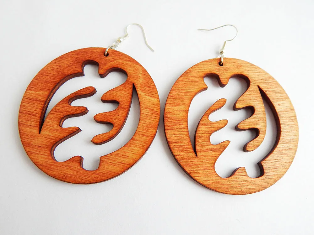 Gye Nyame Earrings African Adinkra Wooden Jewelry