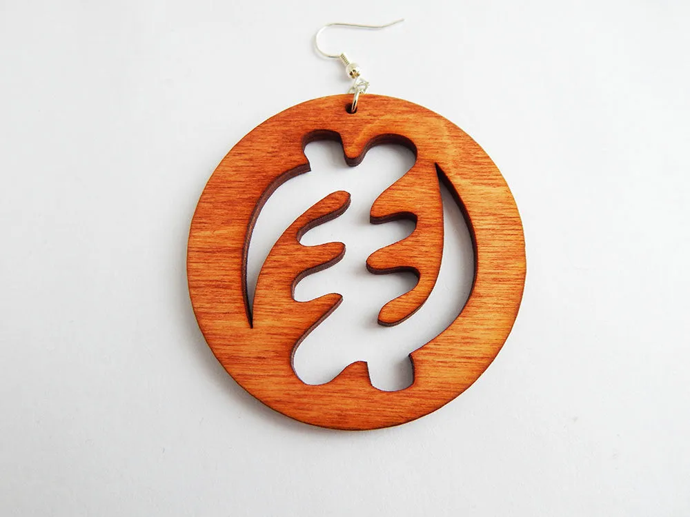 Gye Nyame Earrings African Adinkra Wooden Jewelry