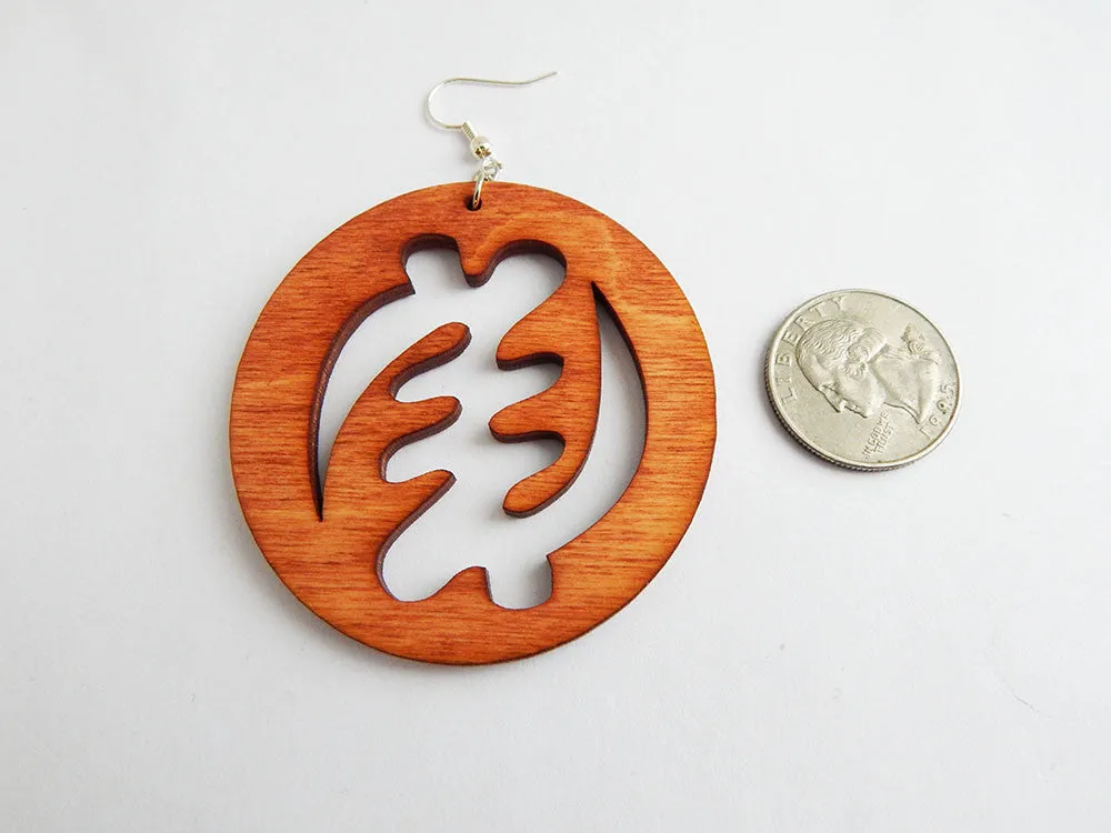 Gye Nyame Earrings African Adinkra Wooden Jewelry