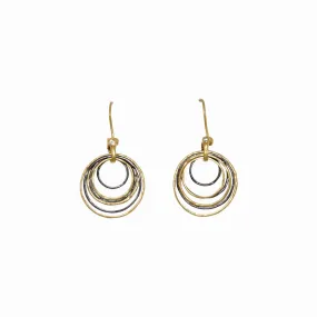 Hammered Rings Two Tone Earrings