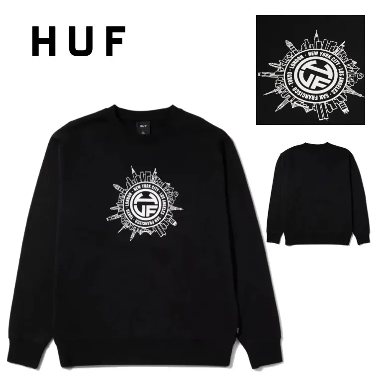 HUF  |Studded Street Style Leather Skater Style Sweatshirts