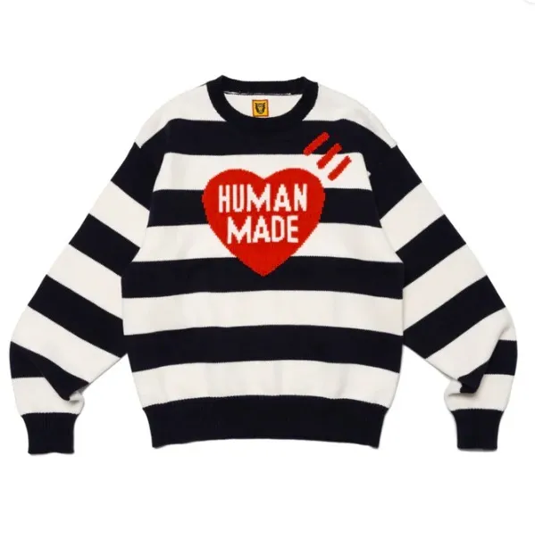 HUMAN MADE  |Crew Neck Stripes Heart Casual Style Unisex Street Style