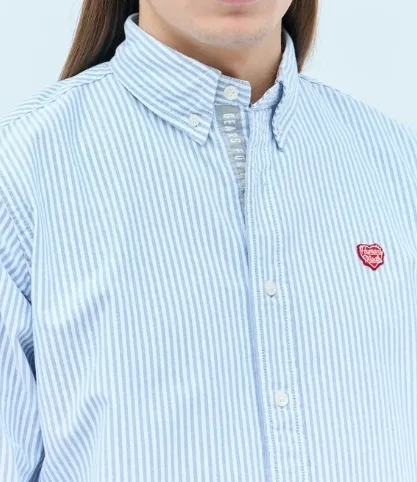 HUMAN MADE  |Stripes Heart Street Style Long Sleeves Logo Shirts