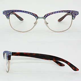 iLLASPARKZ Crystal Leopard Half Frame Sunglasses