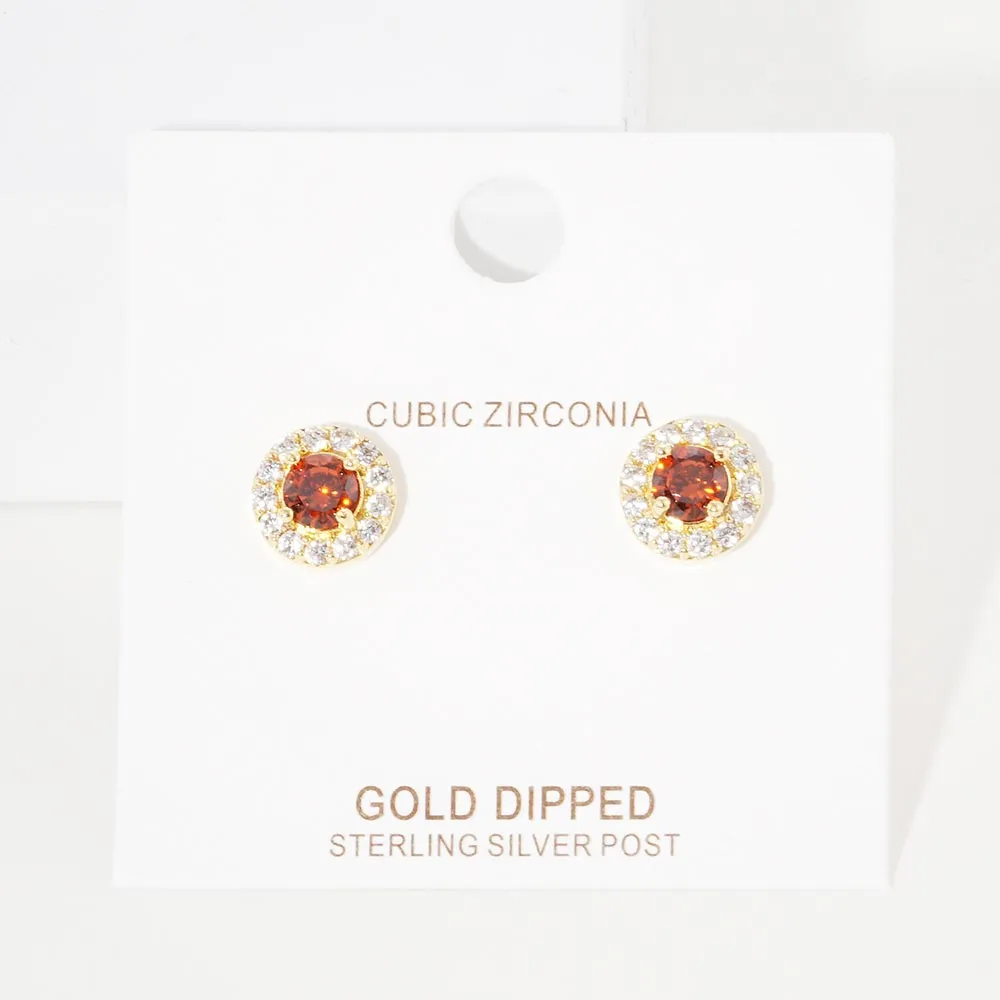 iLLASPARKZ Gold Dipped CZ Round Stud Earrings