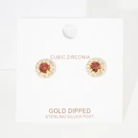 iLLASPARKZ Gold Dipped CZ Round Stud Earrings