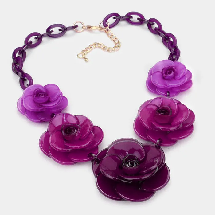 iLLASPARKZ Ombre flowers & resin chain necklace