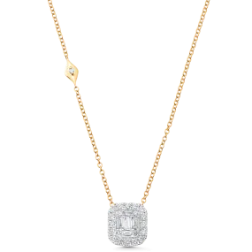 Illusion Emerald Cut Diamond Halo Necklace