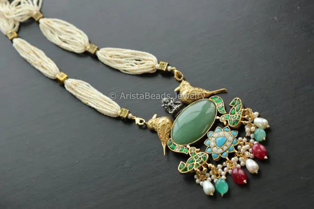 Jadau Kundan Pendant Necklace - Jasper Cab