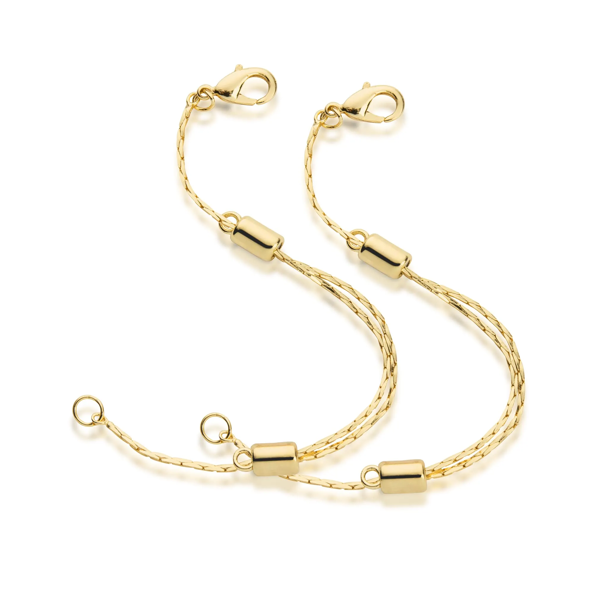 Jewelili 14K Yellow Gold Filled Adjustable Necklace Chain Extender with Lobster Clasp, 2 Extenders