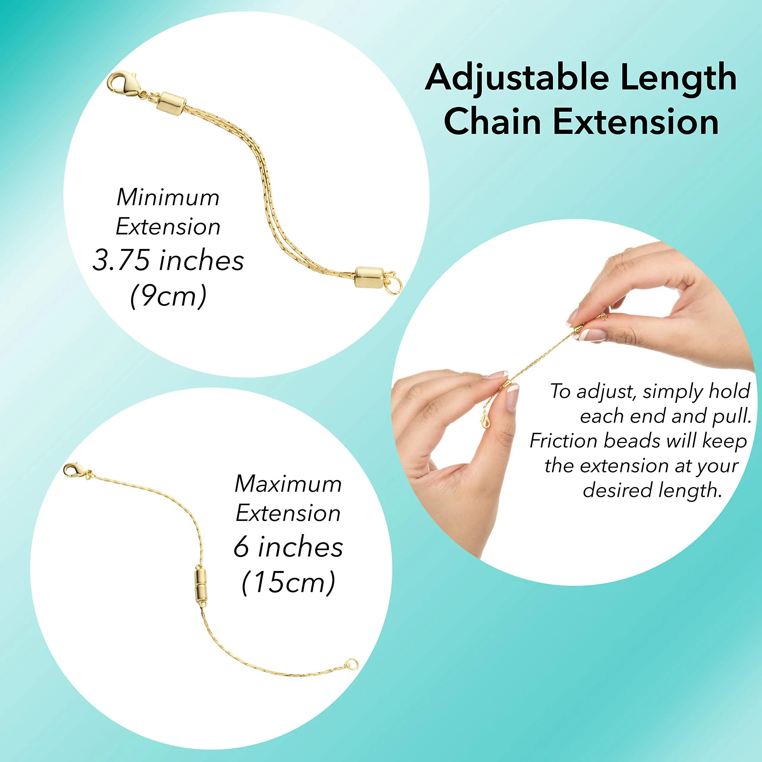 Jewelili 14K Yellow Gold Filled Adjustable Necklace Chain Extender with Lobster Clasp, 2 Extenders