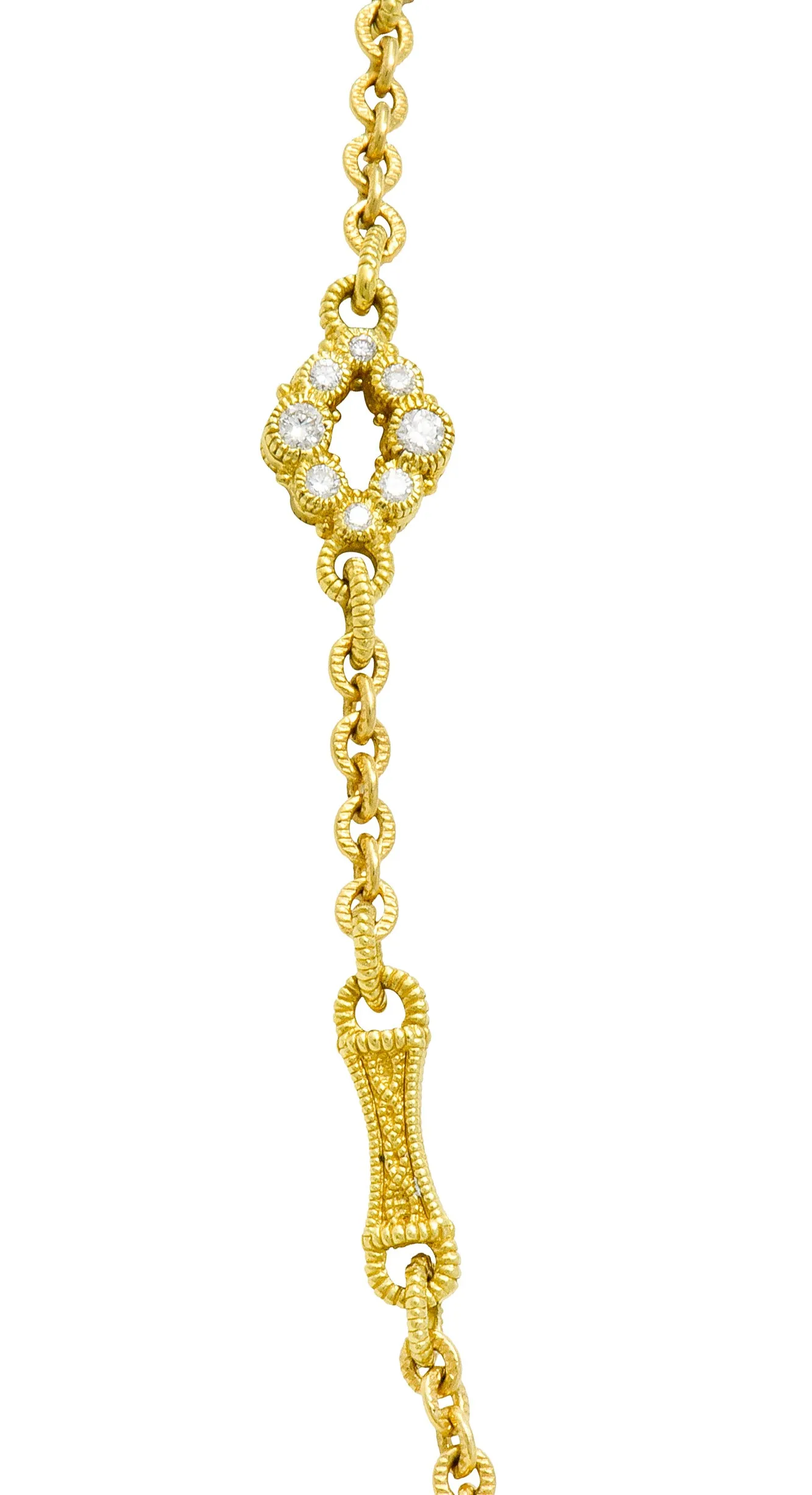 Judith Ripka Contemporary 1.40 CTW Diamond 18 Karat Gold Station Necklace