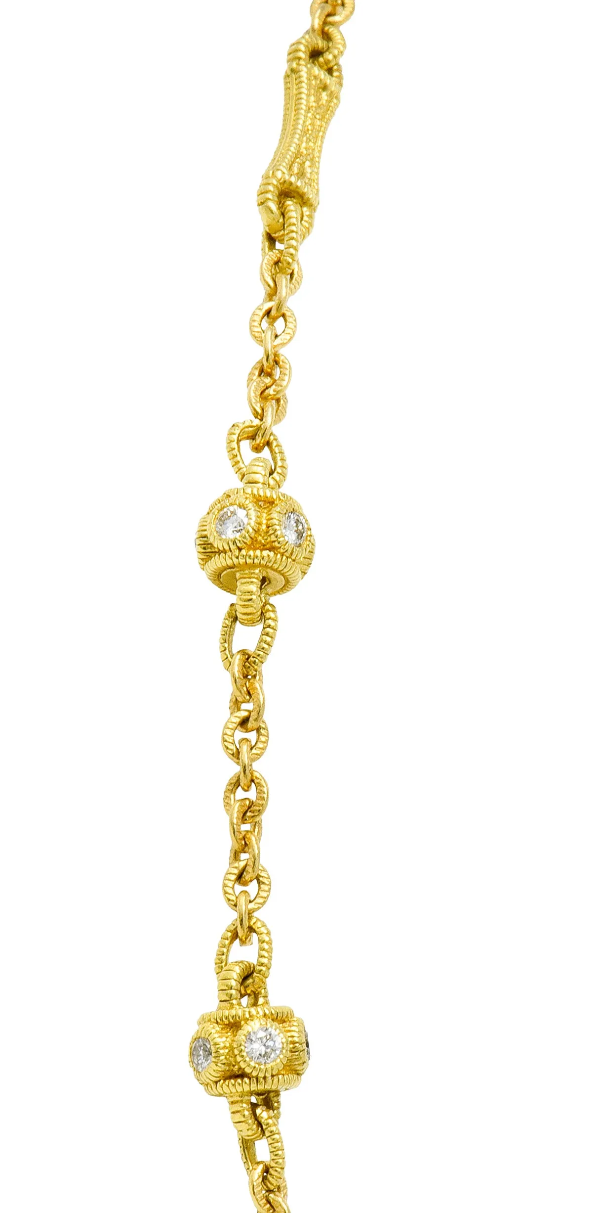 Judith Ripka Contemporary 1.40 CTW Diamond 18 Karat Gold Station Necklace