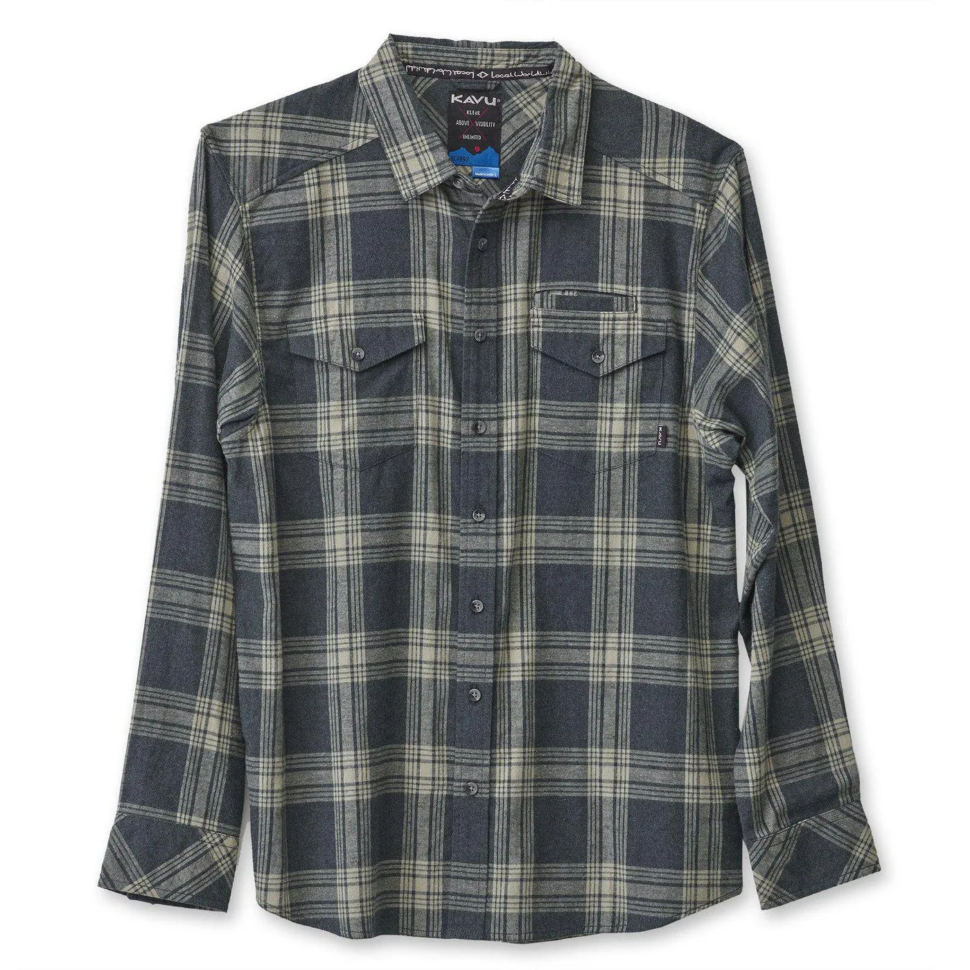 Kavu Lorenzo Plaid Shirt in Smoke Plume