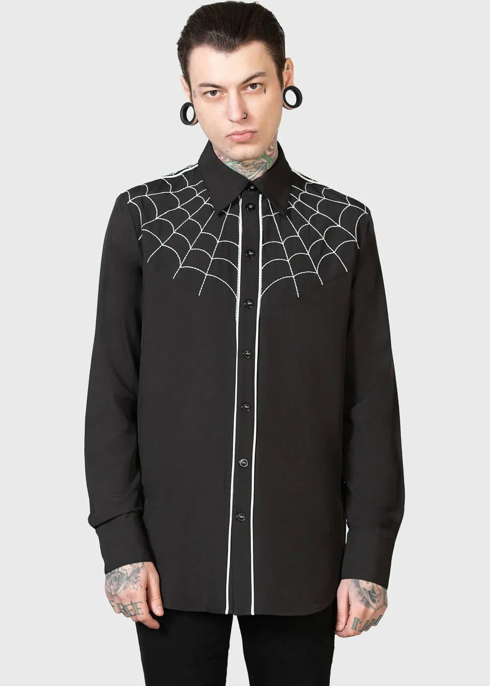 Killstar x Twin Temple Zachary Spiderweb Shirt Black