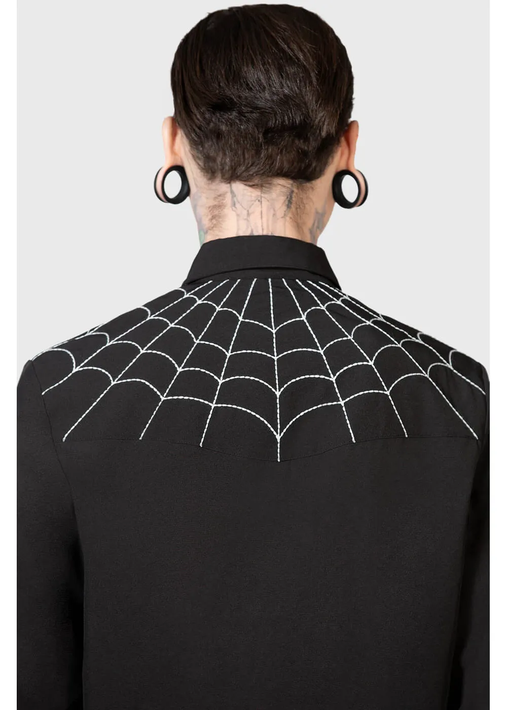 Killstar x Twin Temple Zachary Spiderweb Shirt Black