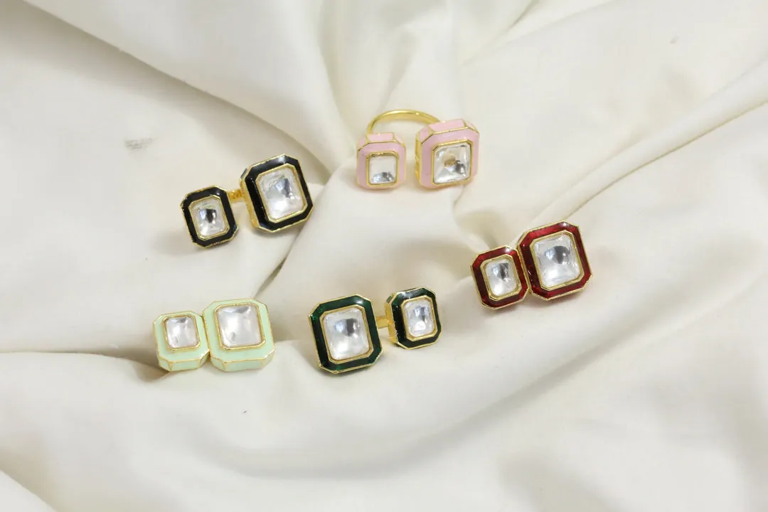 Kundan Enamel Rings ( Adjustable)