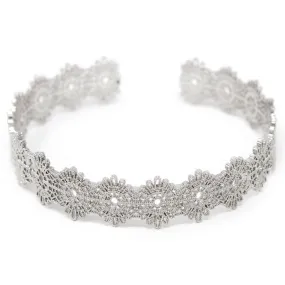 Lace Design Cuff Bracelet Rhodium Plated