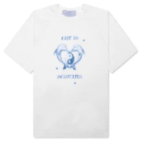 Life is Beautiful Ribbed Raglan Tee - White Rib