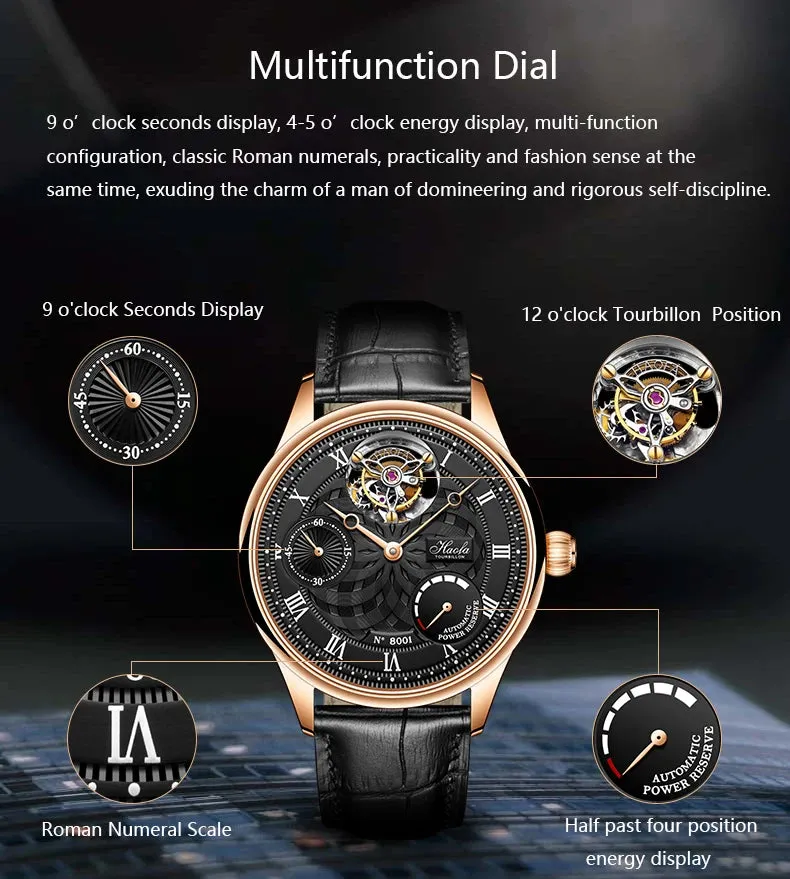 Luxury Automatic Tourbillon Mechanical Movement Watches for Men