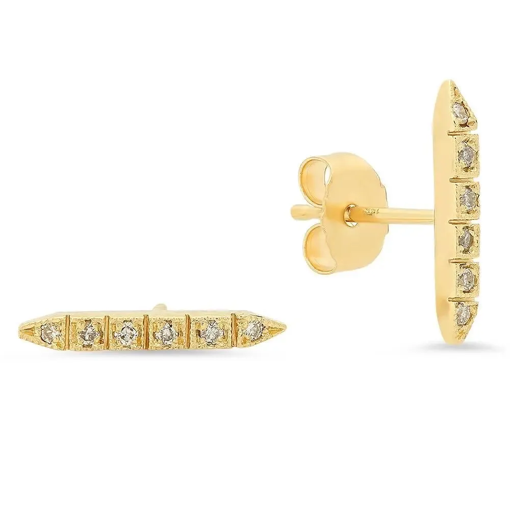 Mini Mysterious Diamond Bar Stud Earrings