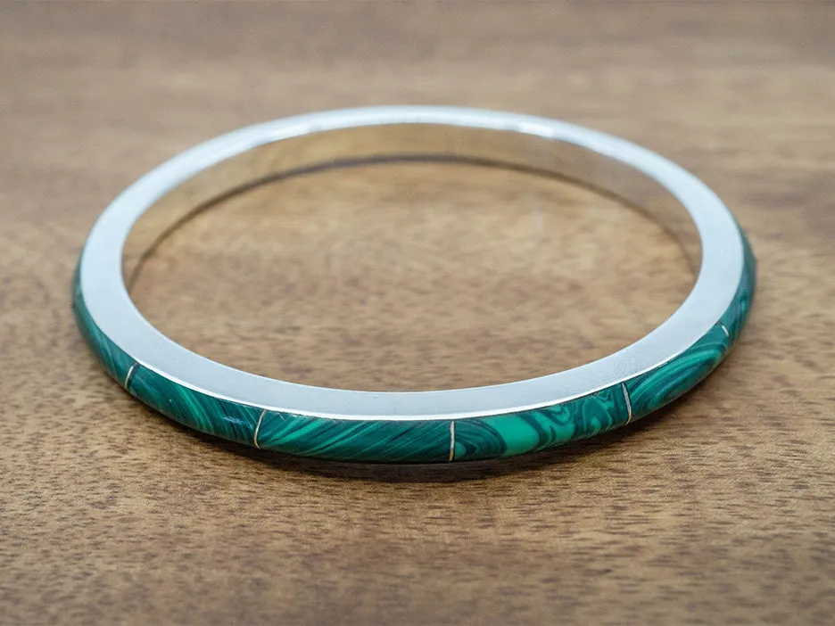 Narrow Stone Bangle, Malachite Green