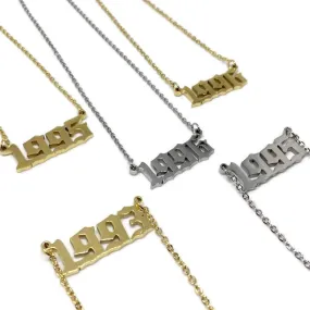 Old English Birth Year Necklace