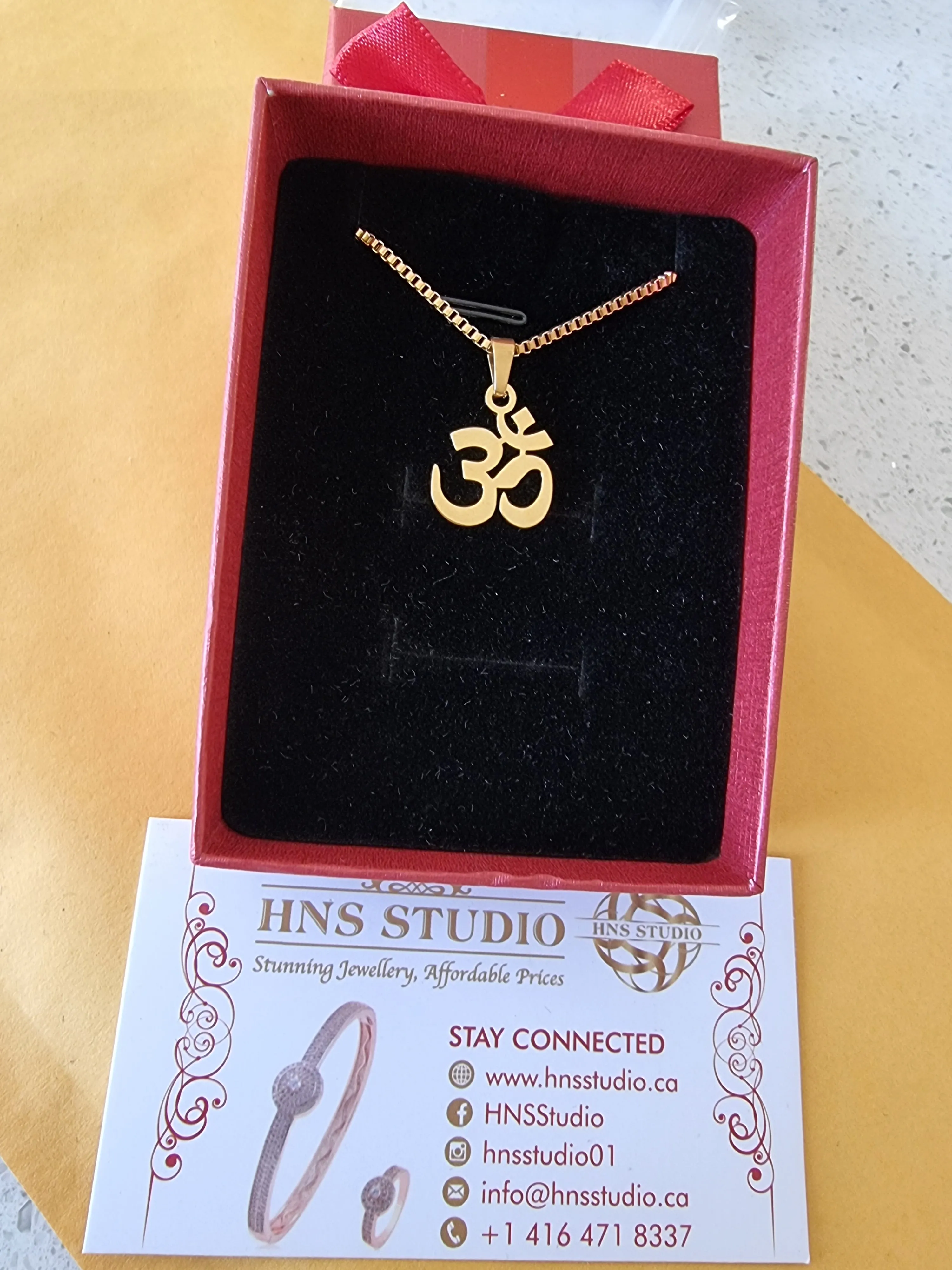 OM Pendant Necklace Gold Plated