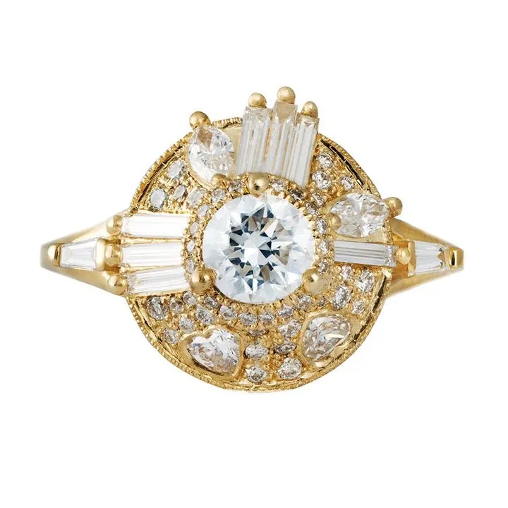 ORDER ONLY: 18K Gold Multi-Shaped Diamond Halo Ring