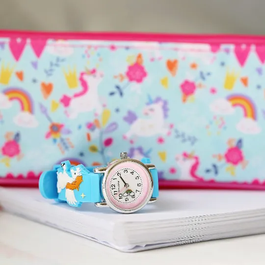 Personalised Engraved Kids 3D Unicorn Watch - Light Blue