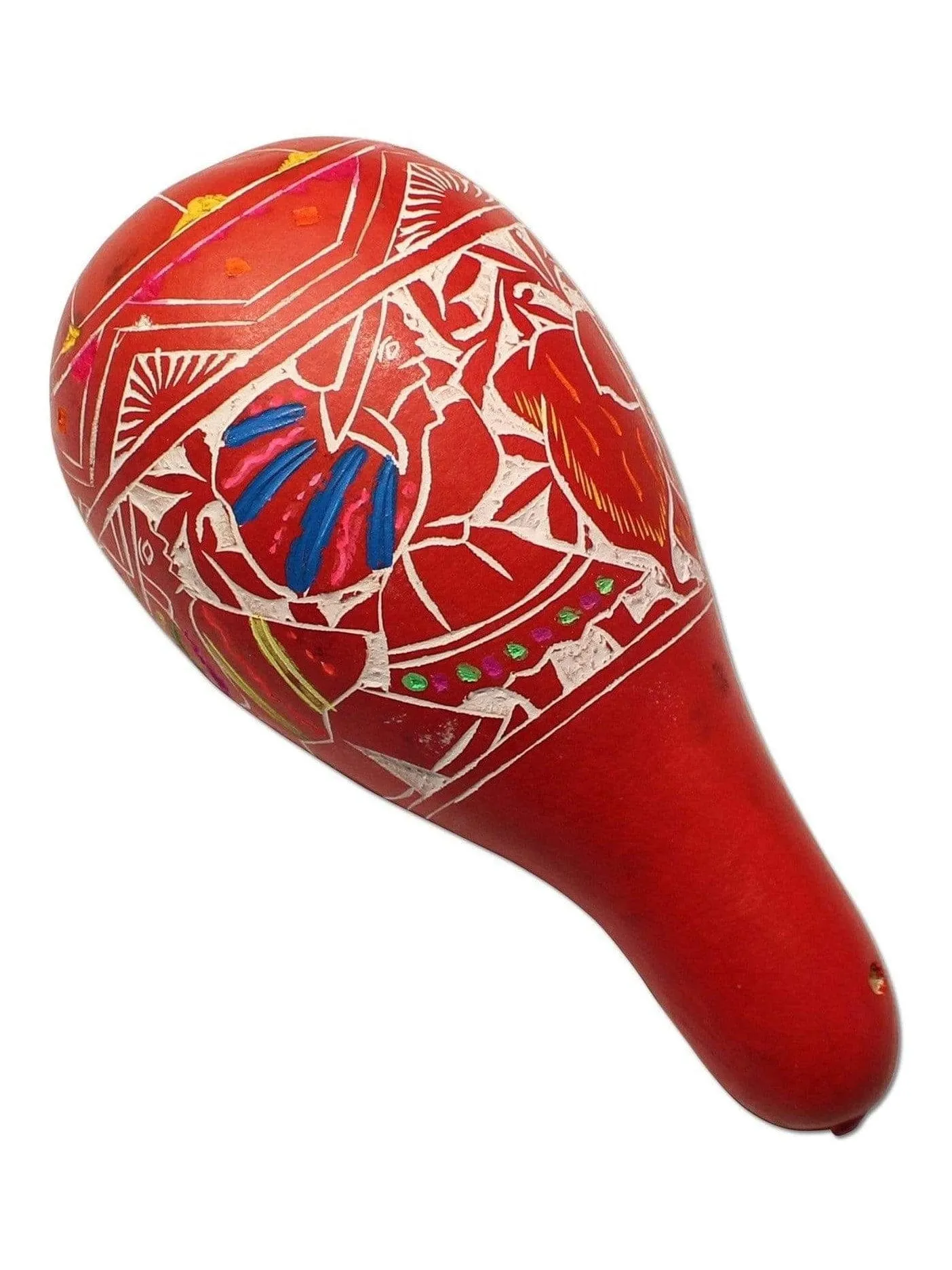 Peruvian Amazon Colorful Gourd Rattle - Short