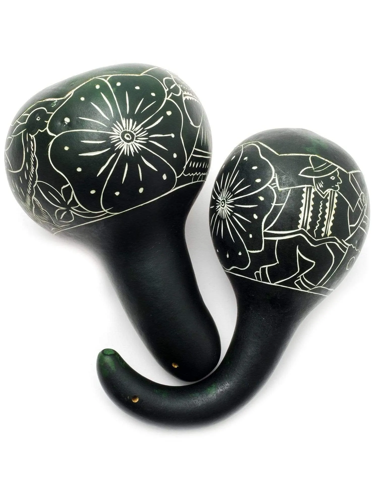 Peruvian Amazon Colorful Gourd Rattle - Short