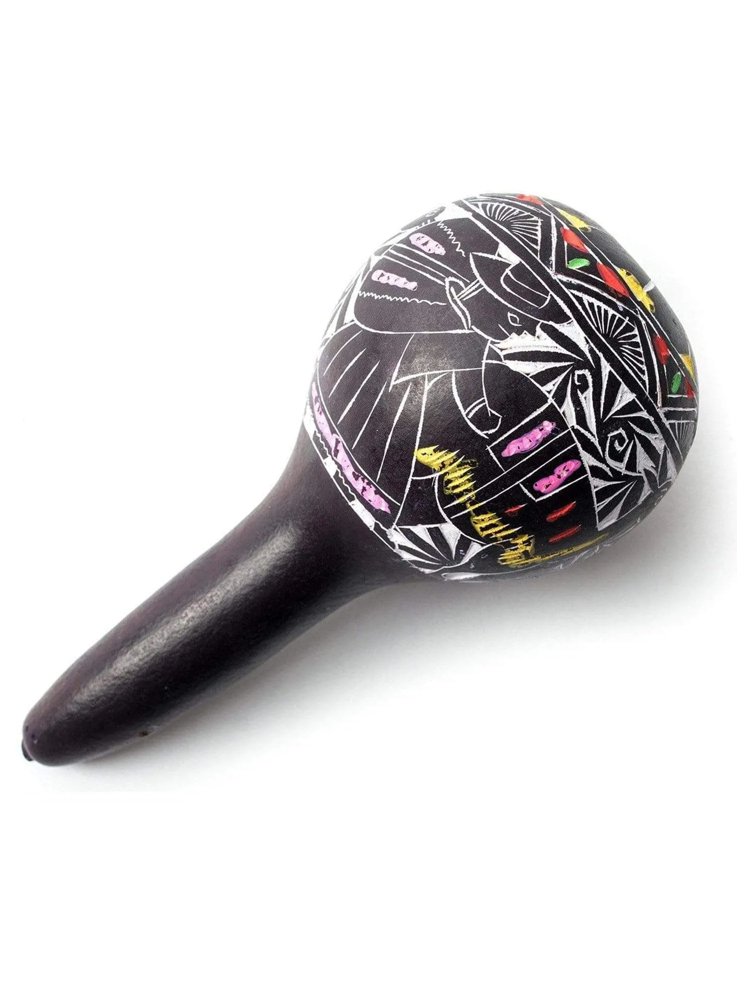 Peruvian Amazon Colorful Gourd Rattle - Short