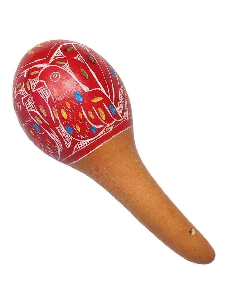 Peruvian Amazon Colorful Gourd Rattle - Short