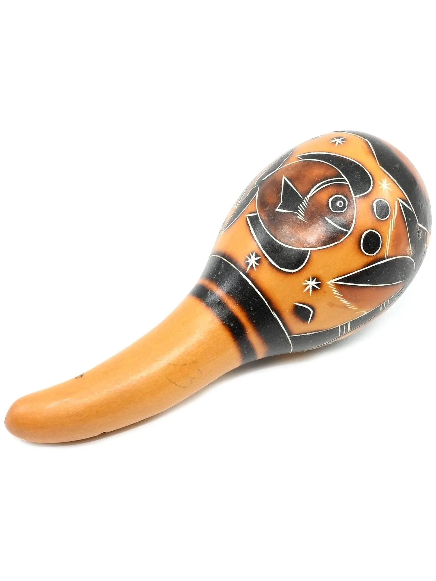 Peruvian Carved Gourd Rattle - Small