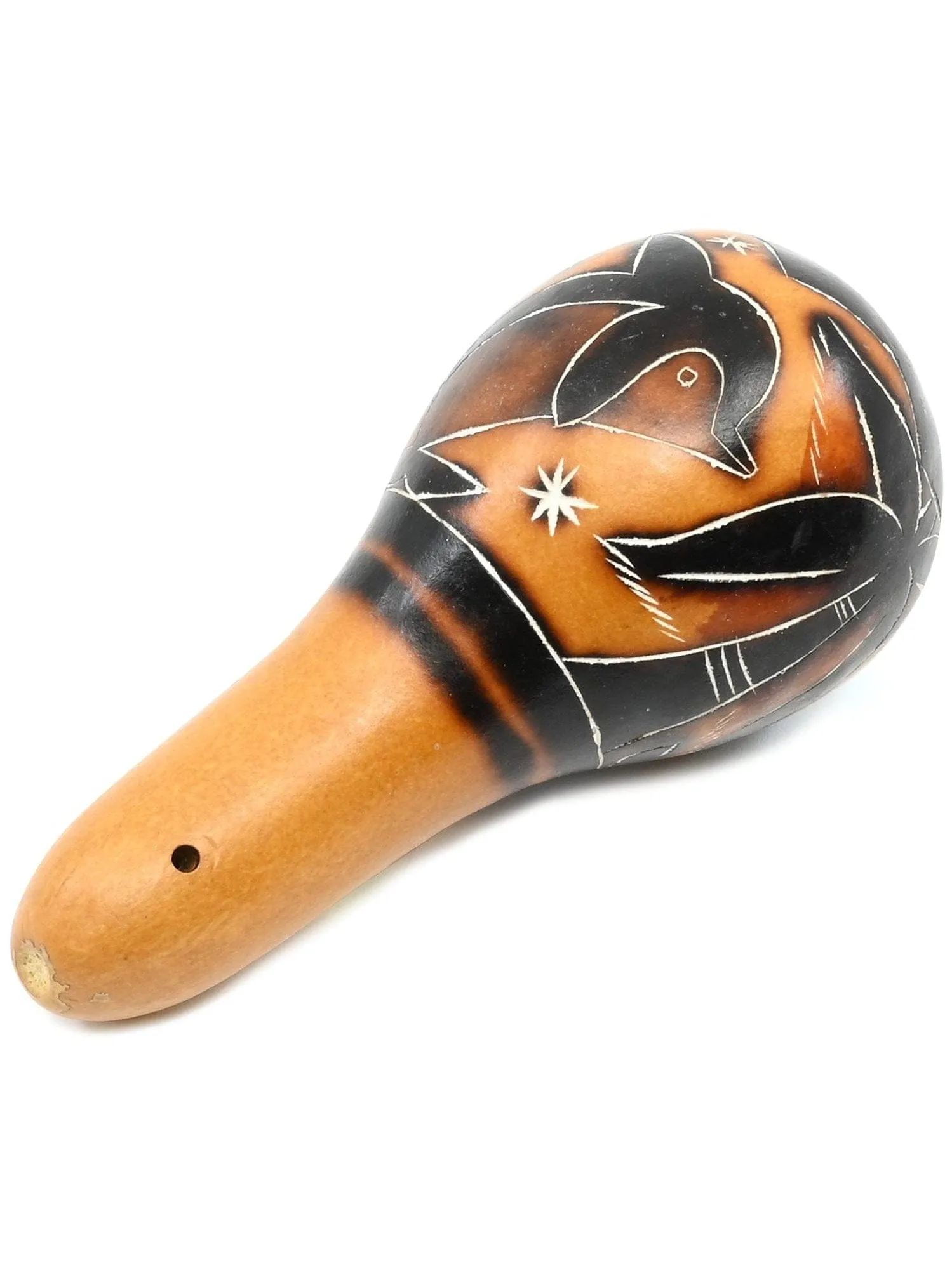 Peruvian Carved Gourd Rattle - Small