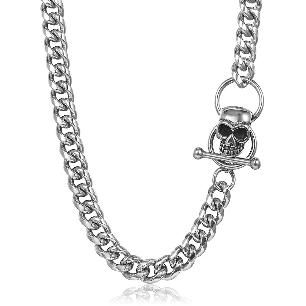 Punk Gothic Skull Charm Necklace and Bracelet